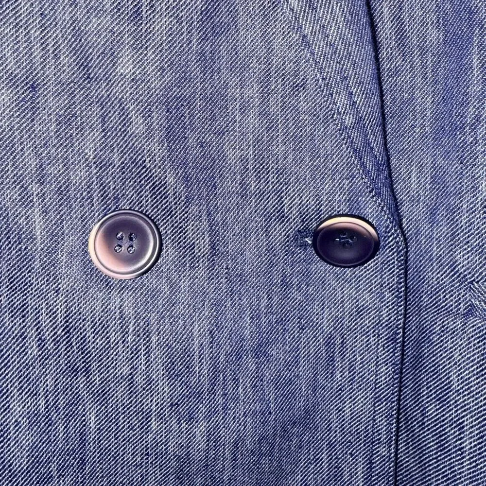 Talbots Denim Double Breasted Blazer - Blue 12P - Picture 4 of 8